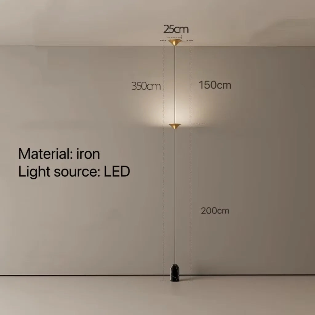 LED Corner Floor Lamp – Minimalist Up and Down Standing Lamp, Black or Gold Modern Floor Lamp with Touch Switch, Plug-In or Hardwired, 1-3 Heads