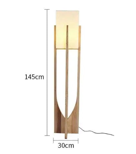 Solid Wood Floor Lamp – Nordic Walnut or Natural Wood Standing Lamp, Japandi Bedside Table Lamp for Living Room & Bedroom, 53cm, 82cm or 145cm