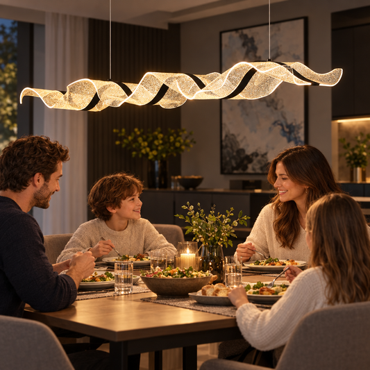 Modern home decor led lights pendant light lamps for living room Chand in use, lifestyle photo