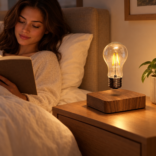 Magnetic Levitation Lamp Creativity Floating Glass LED Bulb Home Offic in use, lifestyle photo