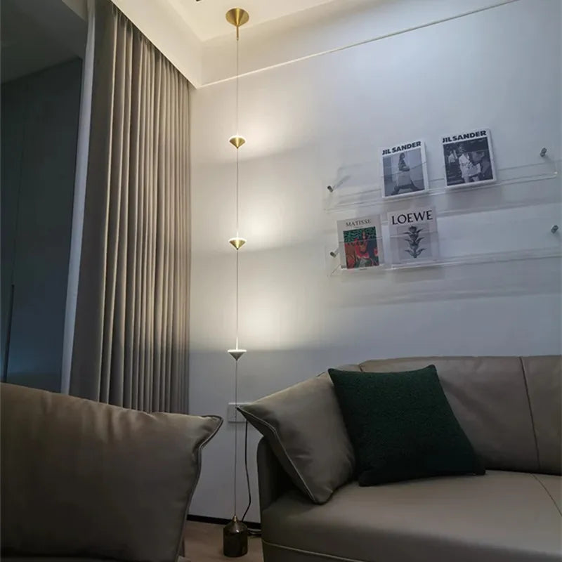 LED Corner Floor Lamp – Minimalist Up and Down Standing Lamp, Black or Gold Modern Floor Lamp with Touch Switch, Plug-In or Hardwired, 1-3 Heads