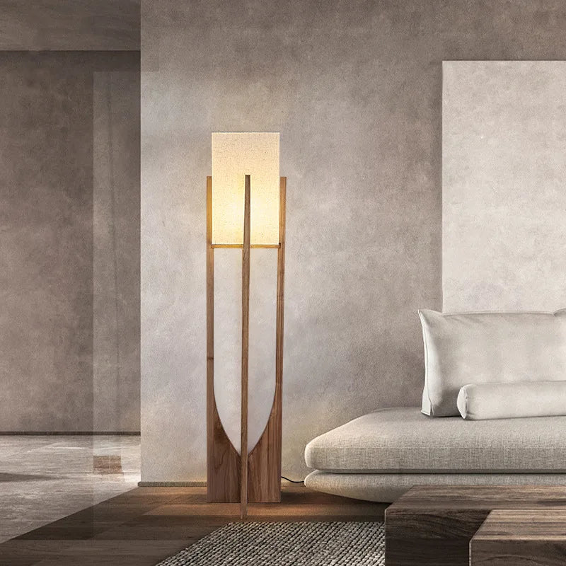 Solid Wood Floor Lamp – Nordic Walnut or Natural Wood Standing Lamp, Japandi Bedside Table Lamp for Living Room & Bedroom, 53cm, 82cm or 145cm