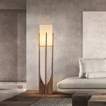 Solid Wood Floor Lamp – Nordic Walnut or Natural Wood Standing Lamp, Japandi Bedside Table Lamp for Living Room & Bedroom, 53cm, 82cm or 145cm