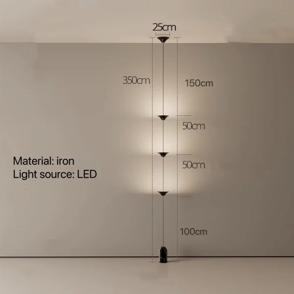 LED Corner Floor Lamp – Minimalist Up and Down Standing Lamp, Black or Gold Modern Floor Lamp with Touch Switch, Plug-In or Hardwired, 1-3 Heads