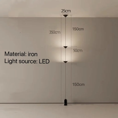 LED Corner Floor Lamp – Minimalist Up and Down Standing Lamp, Black or Gold Modern Floor Lamp with Touch Switch, Plug-In or Hardwired, 1-3 Heads