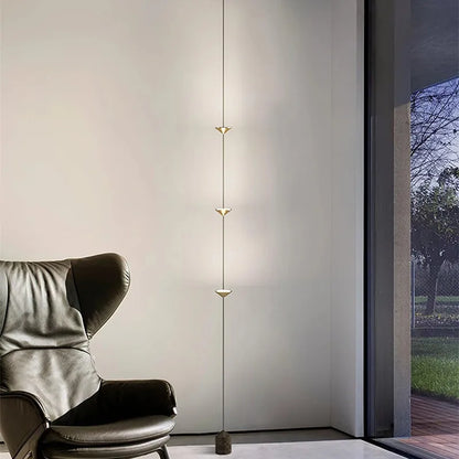 LED Corner Floor Lamp – Minimalist Up and Down Standing Lamp, Black or Gold Modern Floor Lamp with Touch Switch, Plug-In or Hardwired, 1-3 Heads