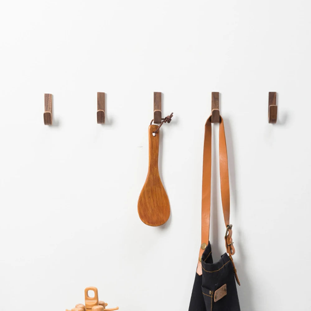 Wall Mounted Coat Rack – Rustic Handmade Wooden Wall Hooks with 5 Hooks, Solid Wood Entryway Hanger for Coats, Hats, Towels, Bags & Dog Leashes