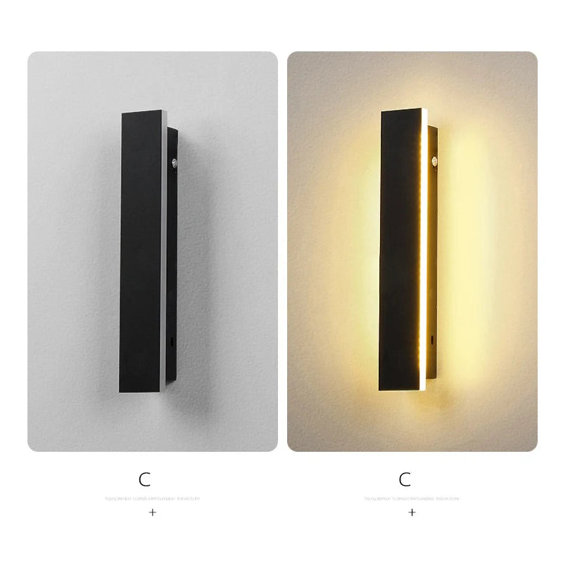 Linear LED Outdoor Wall Light – Modern Long Strip Exterior Wall Sconce, IP65 Waterproof Porch Light with Remote for House, Garage, Patio & Garden