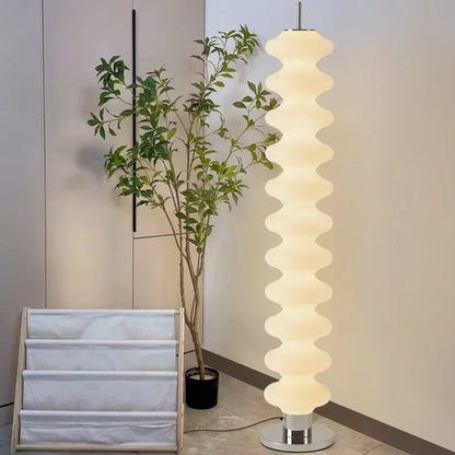 Acrylic LED Floor Lamp – Dimmable Stacked Sugar Gourd Standing Lamp with Remote Control, Chrome, White or Marble Base, Matching Desk Lamp Available