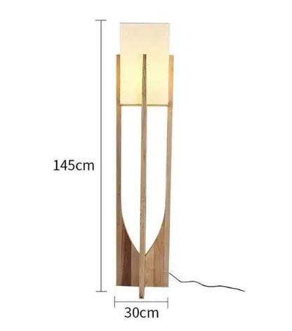 Solid Wood Floor Lamp – Nordic Walnut or Natural Wood Standing Lamp, Japandi Bedside Table Lamp for Living Room & Bedroom, 53cm, 82cm or 145cm