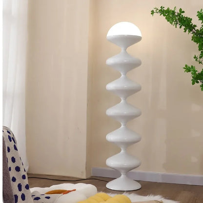 Stacked Glass Globe Floor Lamp – Gourd Glass Lamp in Black or White, 121cm Floor Lamp or 50cm Bedside Table Lamp, Tricolour or Remote Dimmable