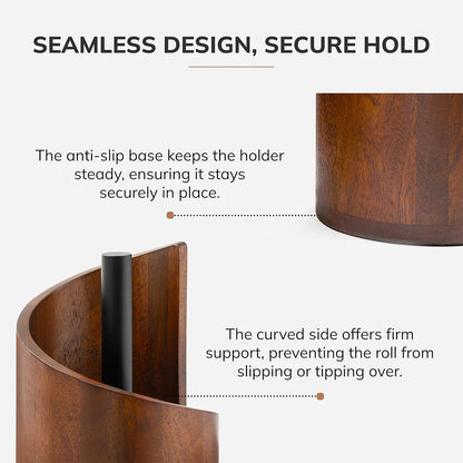 Wooden Paper Towel Holder Countertop – Spiral Wave Paper Towel Stand, Modern Kitchen Roll Holder with Anti-Slip Base for Kitchen & Bathroom