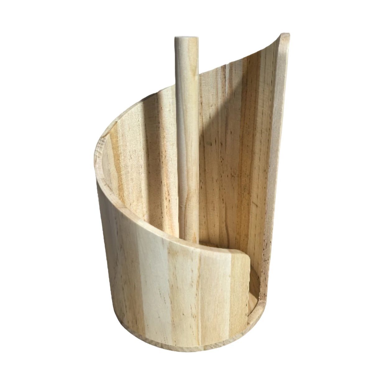 Wooden Paper Towel Holder Countertop – Spiral Wave Paper Towel Stand, Modern Kitchen Roll Holder with Anti-Slip Base for Kitchen & Bathroom