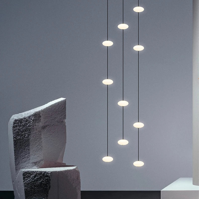 LED Staircase Chandelier – Modern Long Pendant Light for High Ceilings, Multi-Head Acrylic Stairwell Chandelier for Foyer, Entryway & Living Room
