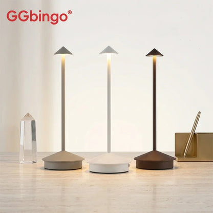 Cordless LED Table Lamp – Rechargeable Aluminum Touch Lamp, Battery Operated Lamp for Restaurant, Dining & Bedside, Gold, Black, White or Brown