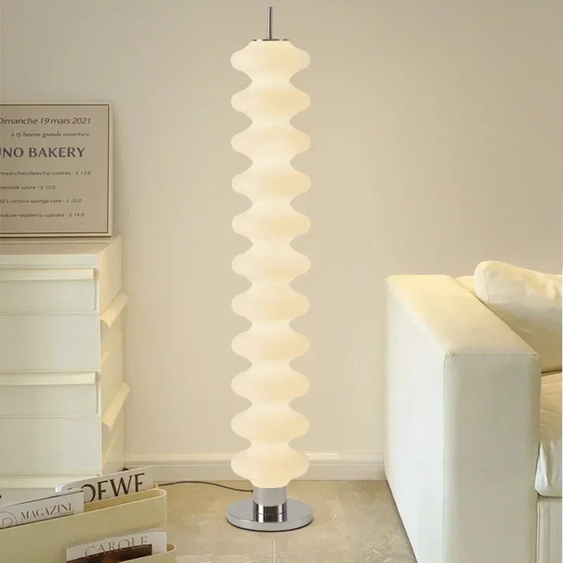 Acrylic LED Floor Lamp – Dimmable Stacked Sugar Gourd Standing Lamp with Remote Control, Chrome, White or Marble Base, Matching Desk Lamp Available