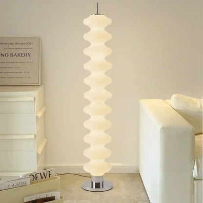 Acrylic LED Floor Lamp – Dimmable Stacked Sugar Gourd Standing Lamp with Remote Control, Chrome, White or Marble Base, Matching Desk Lamp Available