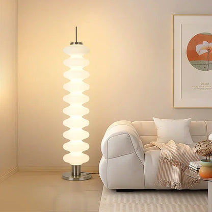 Acrylic LED Floor Lamp – Dimmable Stacked Sugar Gourd Standing Lamp with Remote Control, Chrome, White or Marble Base, Matching Desk Lamp Available