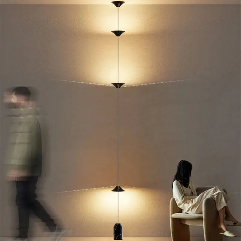 LED Corner Floor Lamp – Minimalist Up and Down Standing Lamp, Black or Gold Modern Floor Lamp with Touch Switch, Plug-In or Hardwired, 1-3 Heads