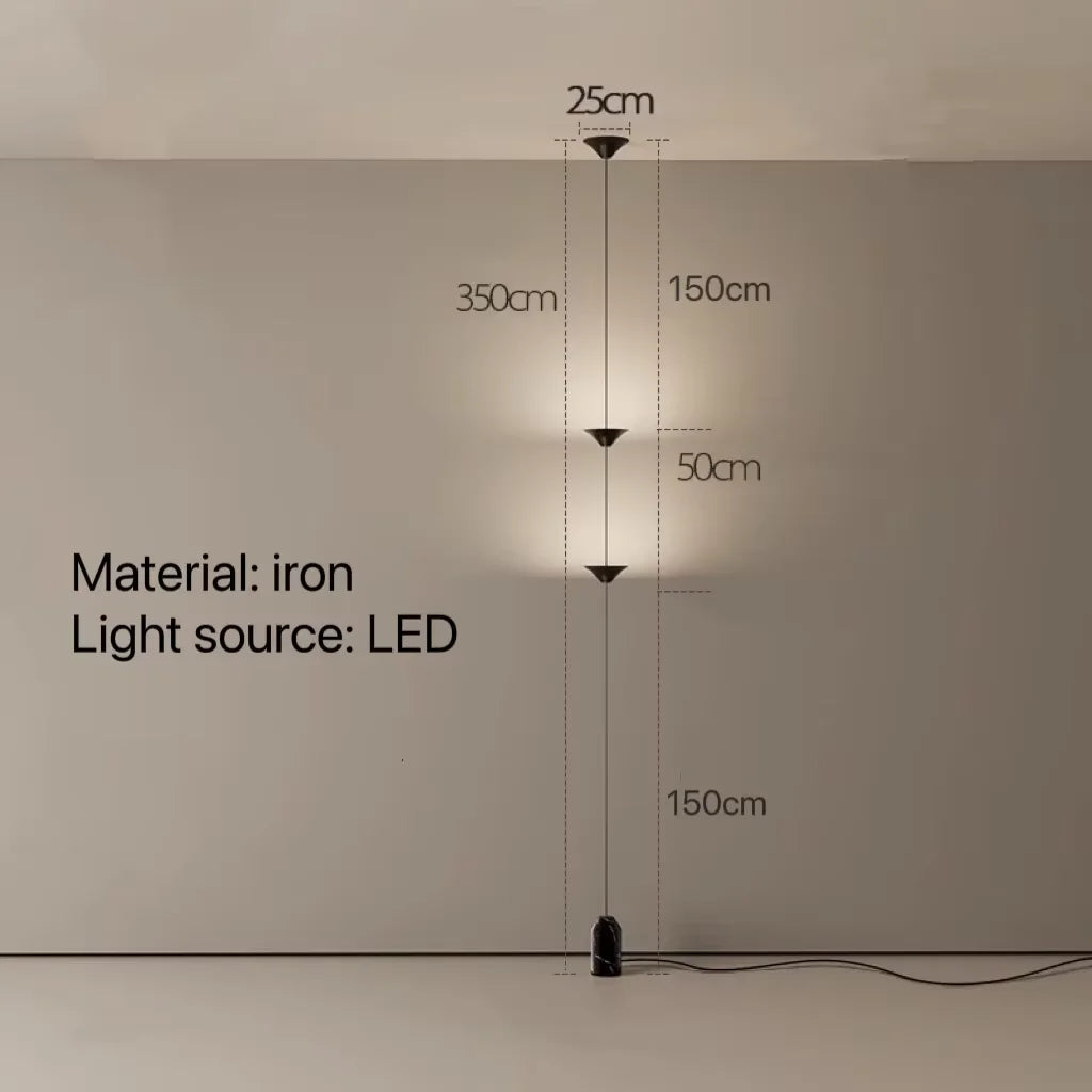 LED Corner Floor Lamp – Minimalist Up and Down Standing Lamp, Black or Gold Modern Floor Lamp with Touch Switch, Plug-In or Hardwired, 1-3 Heads