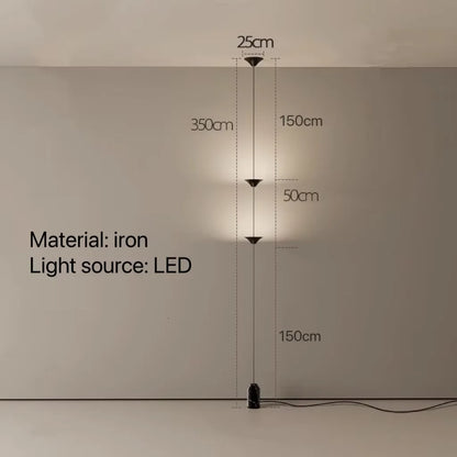 LED Corner Floor Lamp – Minimalist Up and Down Standing Lamp, Black or Gold Modern Floor Lamp with Touch Switch, Plug-In or Hardwired, 1-3 Heads