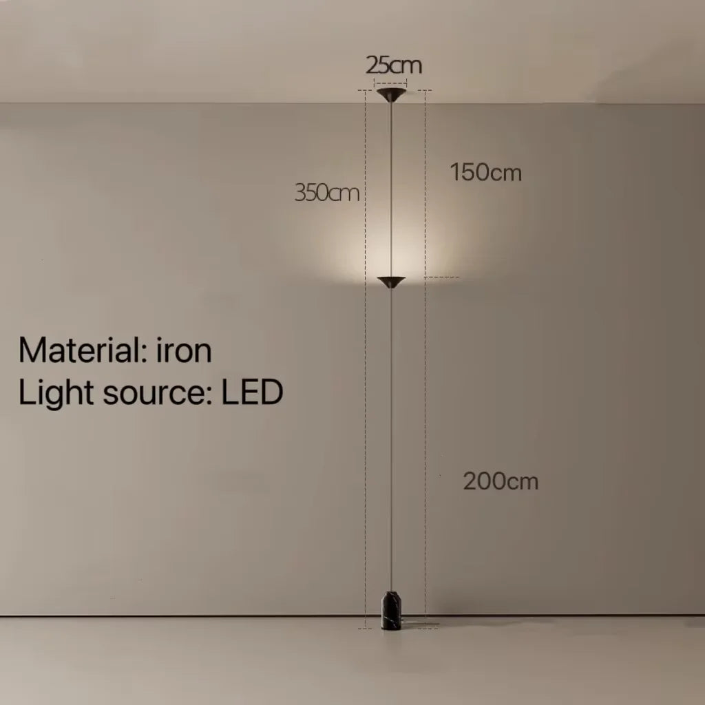 LED Corner Floor Lamp – Minimalist Up and Down Standing Lamp, Black or Gold Modern Floor Lamp with Touch Switch, Plug-In or Hardwired, 1-3 Heads