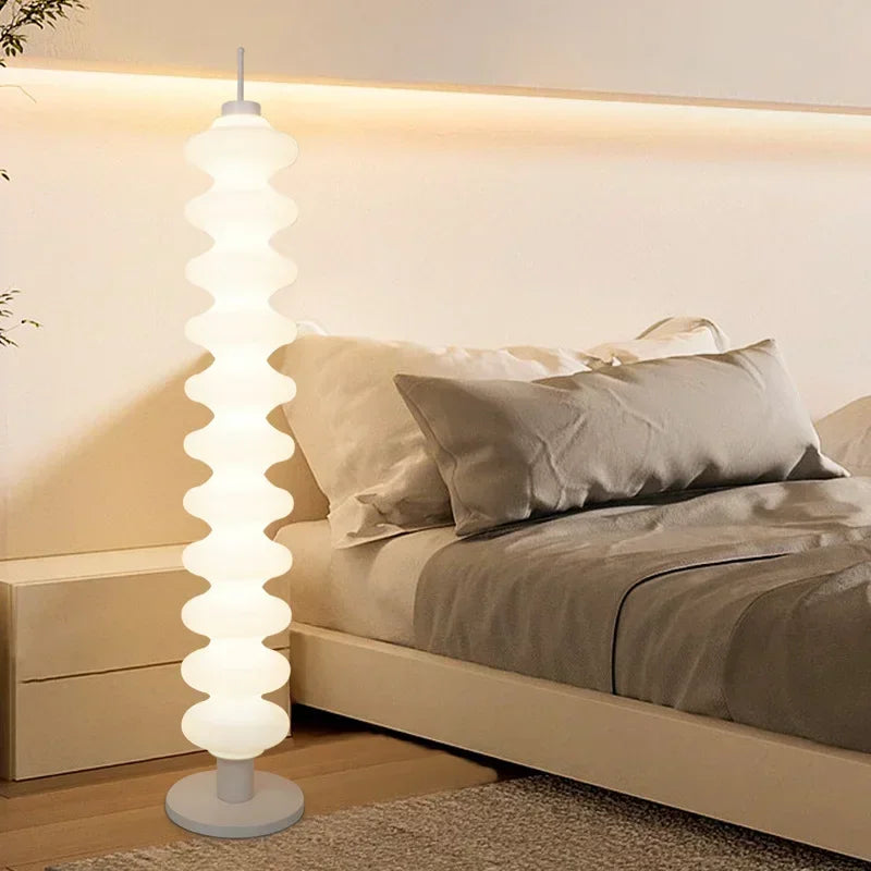 Acrylic LED Floor Lamp – Dimmable Stacked Sugar Gourd Standing Lamp with Remote Control, Chrome, White or Marble Base, Matching Desk Lamp Available