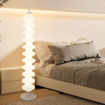 Acrylic LED Floor Lamp – Dimmable Stacked Sugar Gourd Standing Lamp with Remote Control, Chrome, White or Marble Base, Matching Desk Lamp Available