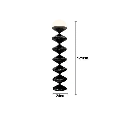 Stacked Glass Globe Floor Lamp – Gourd Glass Lamp in Black or White, 121cm Floor Lamp or 50cm Bedside Table Lamp, Tricolour or Remote Dimmable