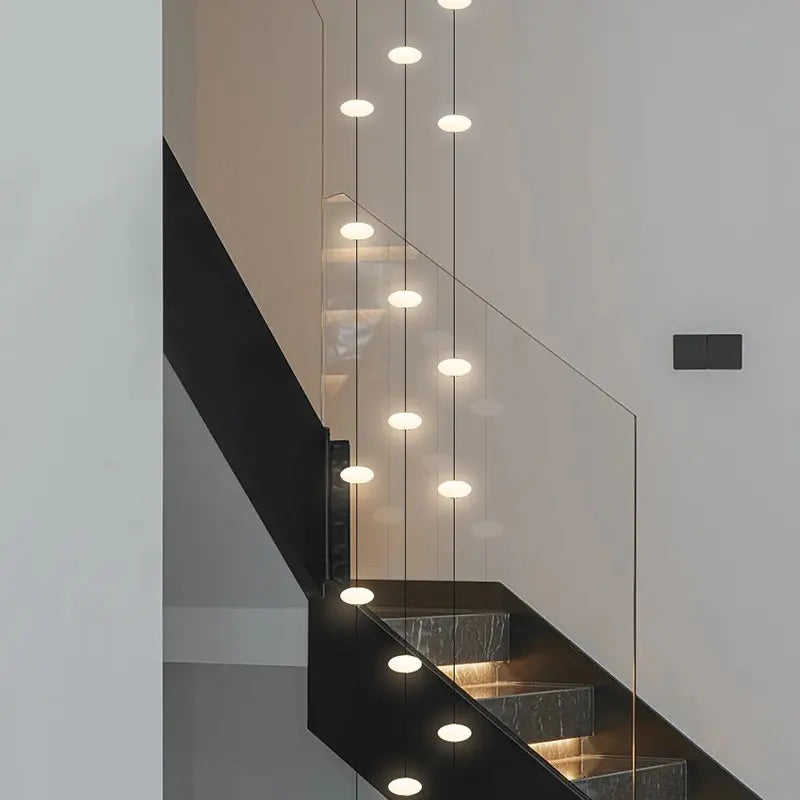 LED Staircase Chandelier – Modern Long Pendant Light for High Ceilings, Multi-Head Acrylic Stairwell Chandelier for Foyer, Entryway & Living Room