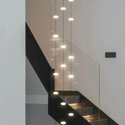 LED Staircase Chandelier – Modern Long Pendant Light for High Ceilings, Multi-Head Acrylic Stairwell Chandelier for Foyer, Entryway & Living Room