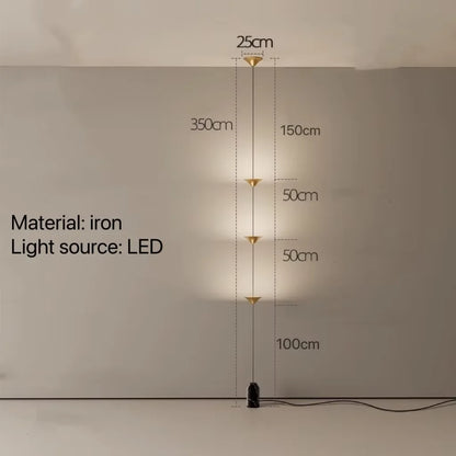 LED Corner Floor Lamp – Minimalist Up and Down Standing Lamp, Black or Gold Modern Floor Lamp with Touch Switch, Plug-In or Hardwired, 1-3 Heads