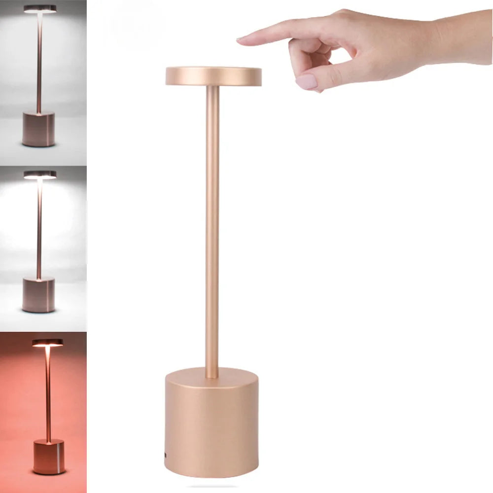 Cordless Table Lamp – Rechargeable LED Metal Mushroom Lamp, Dimmable Touch Bedside Lamp for Bedroom, Restaurant, Patio, Gold, Rose Gold, Silver, Black