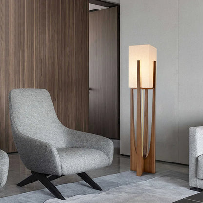 Solid Wood Floor Lamp – Nordic Walnut or Natural Wood Standing Lamp, Japandi Bedside Table Lamp for Living Room & Bedroom, 53cm, 82cm or 145cm
