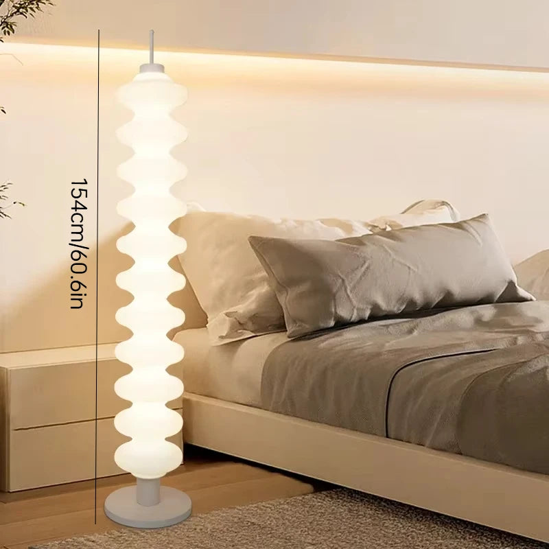 Acrylic LED Floor Lamp – Dimmable Stacked Sugar Gourd Standing Lamp with Remote Control, Chrome, White or Marble Base, Matching Desk Lamp Available