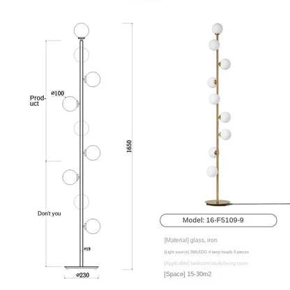 Magic Bean Glass Ball 9-Head Floor Lamp
