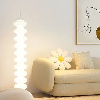 Acrylic LED Floor Lamp – Dimmable Stacked Sugar Gourd Standing Lamp with Remote Control, Chrome, White or Marble Base, Matching Desk Lamp Available