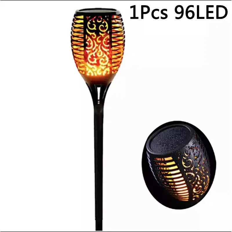 Solar Torch Light – Flickering Flame Outdoor Garden Light, 96 LED IP65 Waterproof Dusk to Dawn Landscape Torch for Pathway, Patio, Yard & Lawn