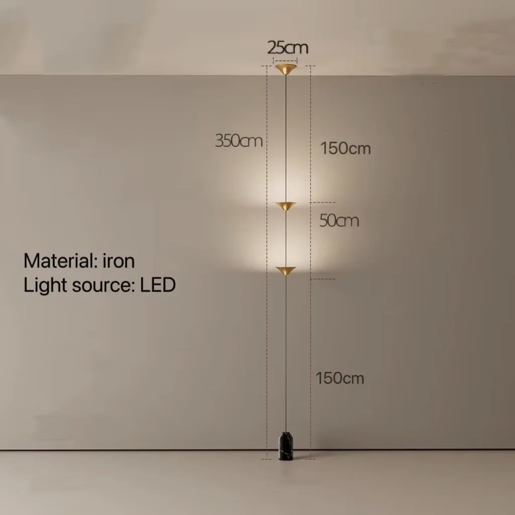 LED Corner Floor Lamp – Minimalist Up and Down Standing Lamp, Black or Gold Modern Floor Lamp with Touch Switch, Plug-In or Hardwired, 1-3 Heads