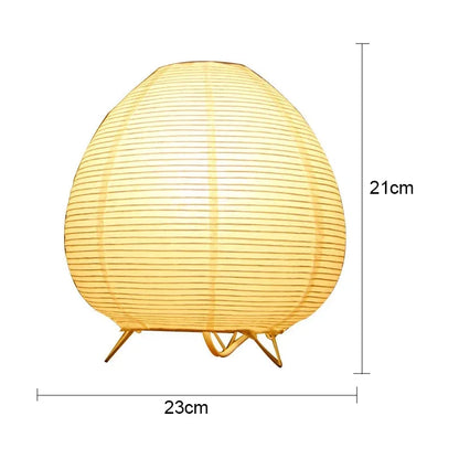 Rice Paper Table Lamp – Japanese Lantern Lamp, Small Bedside Lamp with Iron Frame & E14 Bulb, Japandi, Wabi-Sabi & Minimalist Nightstand Lamp