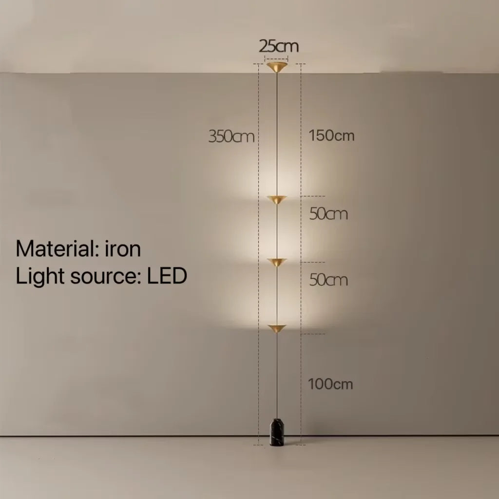 LED Corner Floor Lamp – Minimalist Up and Down Standing Lamp, Black or Gold Modern Floor Lamp with Touch Switch, Plug-In or Hardwired, 1-3 Heads