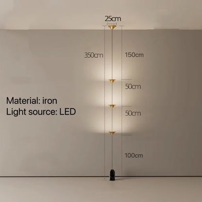 LED Corner Floor Lamp – Minimalist Up and Down Standing Lamp, Black or Gold Modern Floor Lamp with Touch Switch, Plug-In or Hardwired, 1-3 Heads