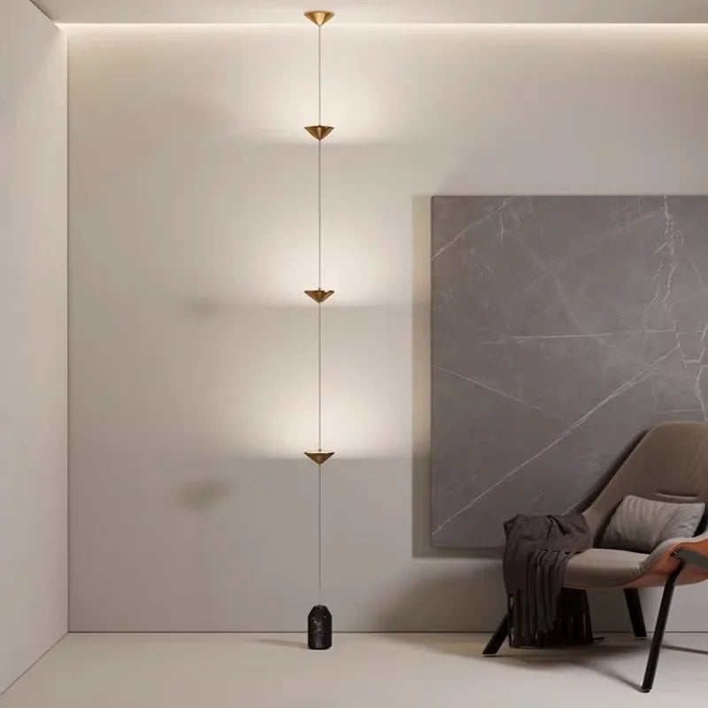 LED Corner Floor Lamp – Minimalist Up and Down Standing Lamp, Black or Gold Modern Floor Lamp with Touch Switch, Plug-In or Hardwired, 1-3 Heads