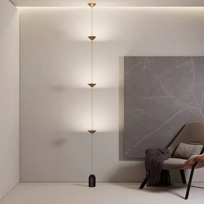 LED Corner Floor Lamp – Minimalist Up and Down Standing Lamp, Black or Gold Modern Floor Lamp with Touch Switch, Plug-In or Hardwired, 1-3 Heads