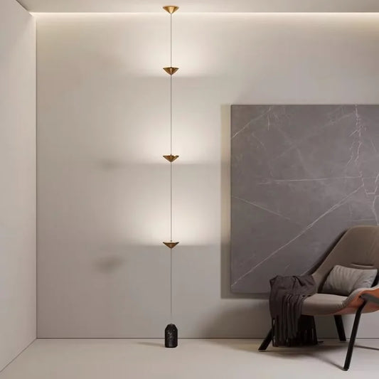 LED Corner Floor Lamp – Minimalist Up and Down Standing Lamp, Black or Gold Modern Floor Lamp with Touch Switch, Plug-In or Hardwired, 1-3 Heads