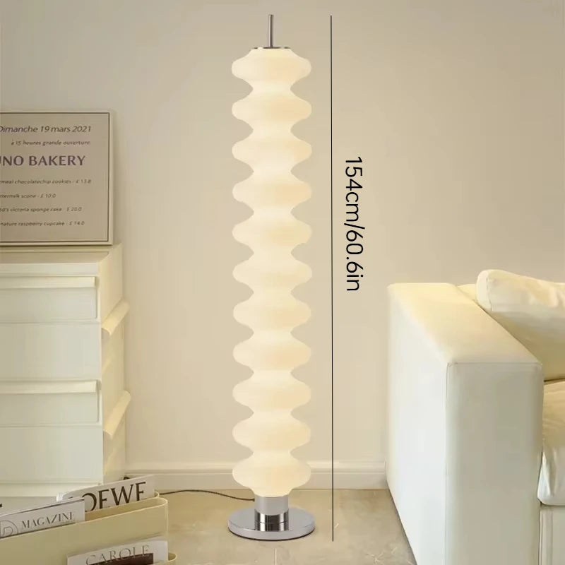 Acrylic LED Floor Lamp – Dimmable Stacked Sugar Gourd Standing Lamp with Remote Control, Chrome, White or Marble Base, Matching Desk Lamp Available