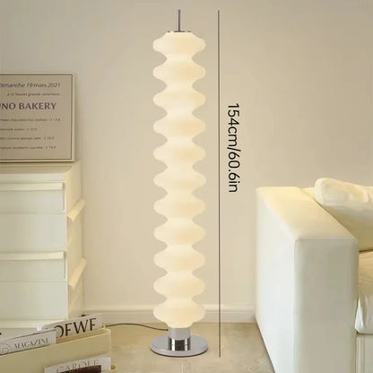 Acrylic LED Floor Lamp – Dimmable Stacked Sugar Gourd Standing Lamp with Remote Control, Chrome, White or Marble Base, Matching Desk Lamp Available