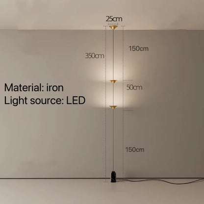 LED Corner Floor Lamp – Minimalist Up and Down Standing Lamp, Black or Gold Modern Floor Lamp with Touch Switch, Plug-In or Hardwired, 1-3 Heads