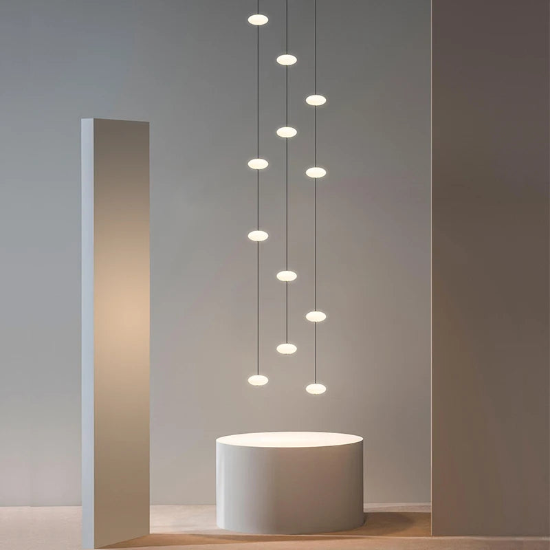 LED Staircase Chandelier – Modern Long Pendant Light for High Ceilings, Multi-Head Acrylic Stairwell Chandelier for Foyer, Entryway & Living Room