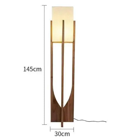 Solid Wood Floor Lamp – Nordic Walnut or Natural Wood Standing Lamp, Japandi Bedside Table Lamp for Living Room & Bedroom, 53cm, 82cm or 145cm